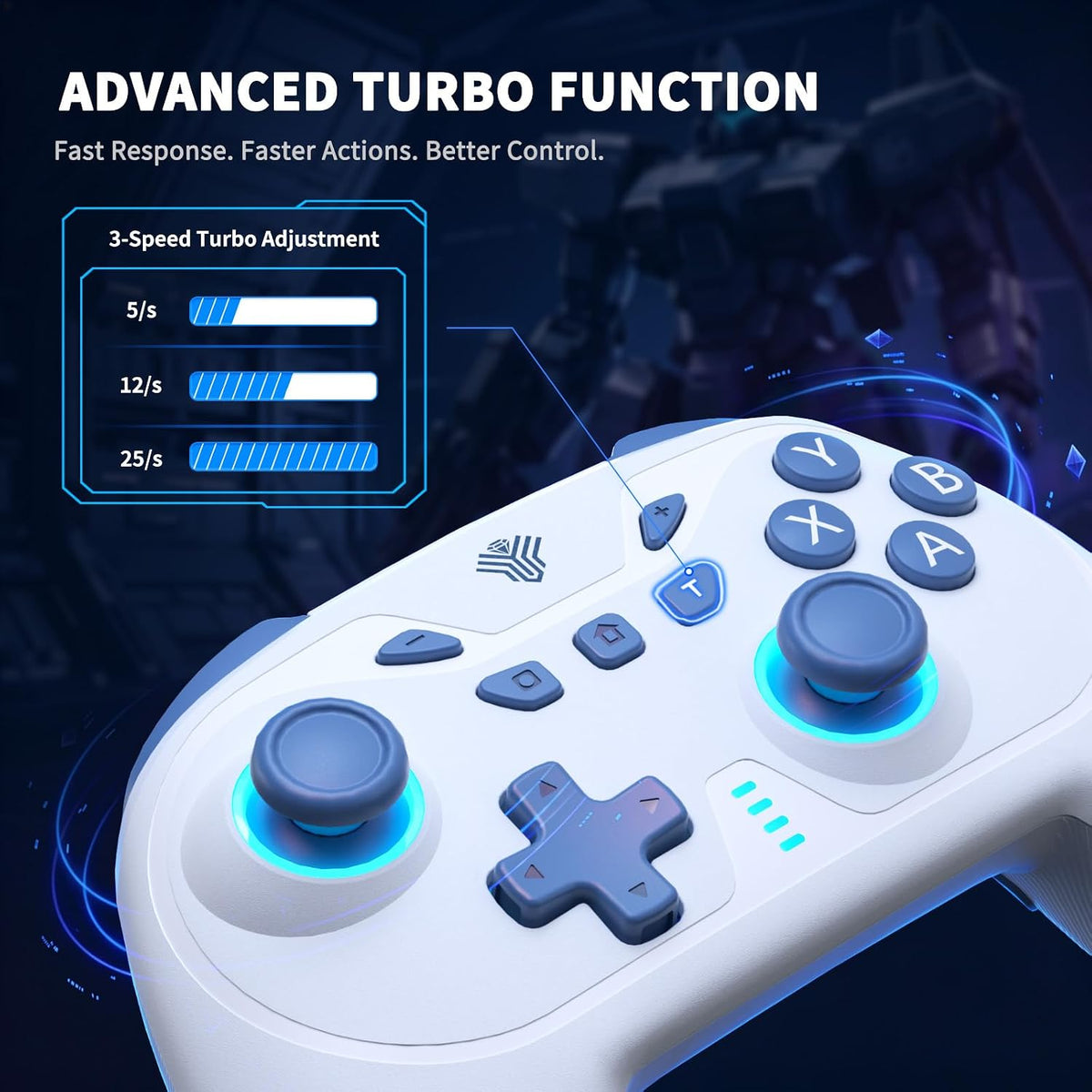 YUYIU Controlador Inalámbrico para Gaming para PC, Switch, Steam Deck, Android, iOS