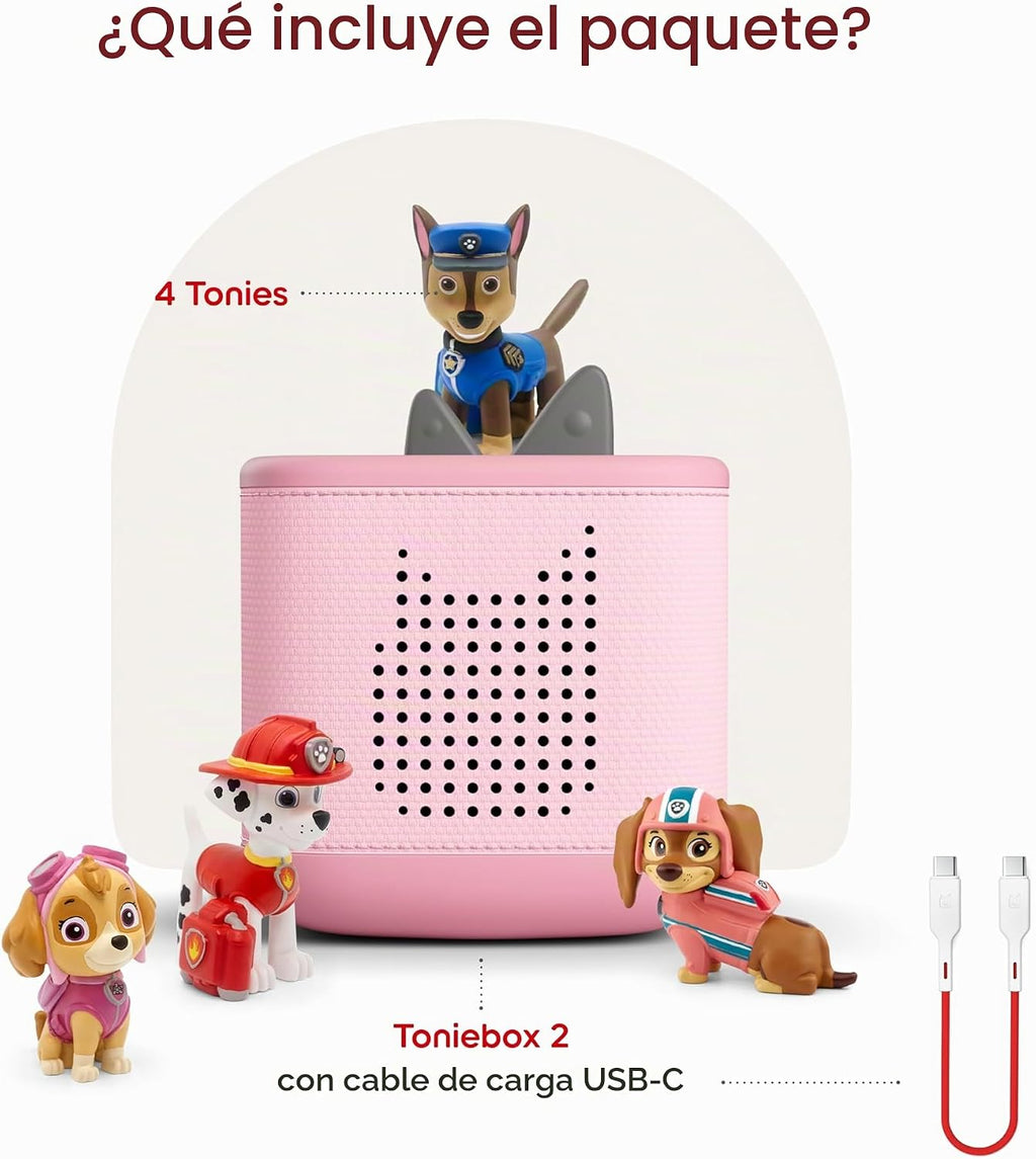 Toniebox 2 Audio Player PAW Patrol Bundle para Kids 3+ con Chase, Marshall, Skye, y Liberty - Cloud Pink