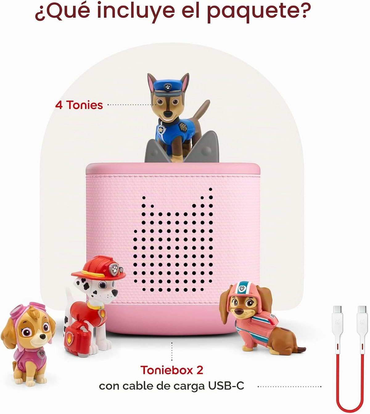 Toniebox 2 Audio Player PAW Patrol Bundle para Kids 3+ con Chase, Marshall, Skye, y Liberty - Cloud Pink
