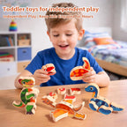 Magnetic Wooden Dinosaur Building Blocks, Ages 3-6