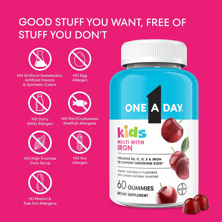 One A Day Multivitamínico para Niños con Hierro en Gomitas, Vitamin...