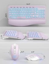 SABLUTE Combo de teclado y mouse inalámbricos, onda ergonómica con...