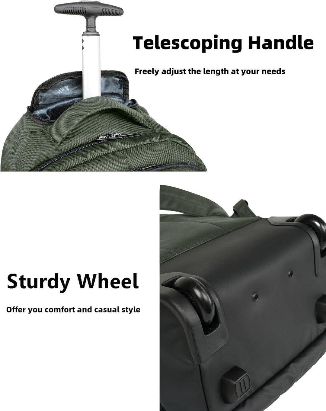 MATEIN Mochila con ruedas, mochila de viaje de 17 pulgadas para lap...