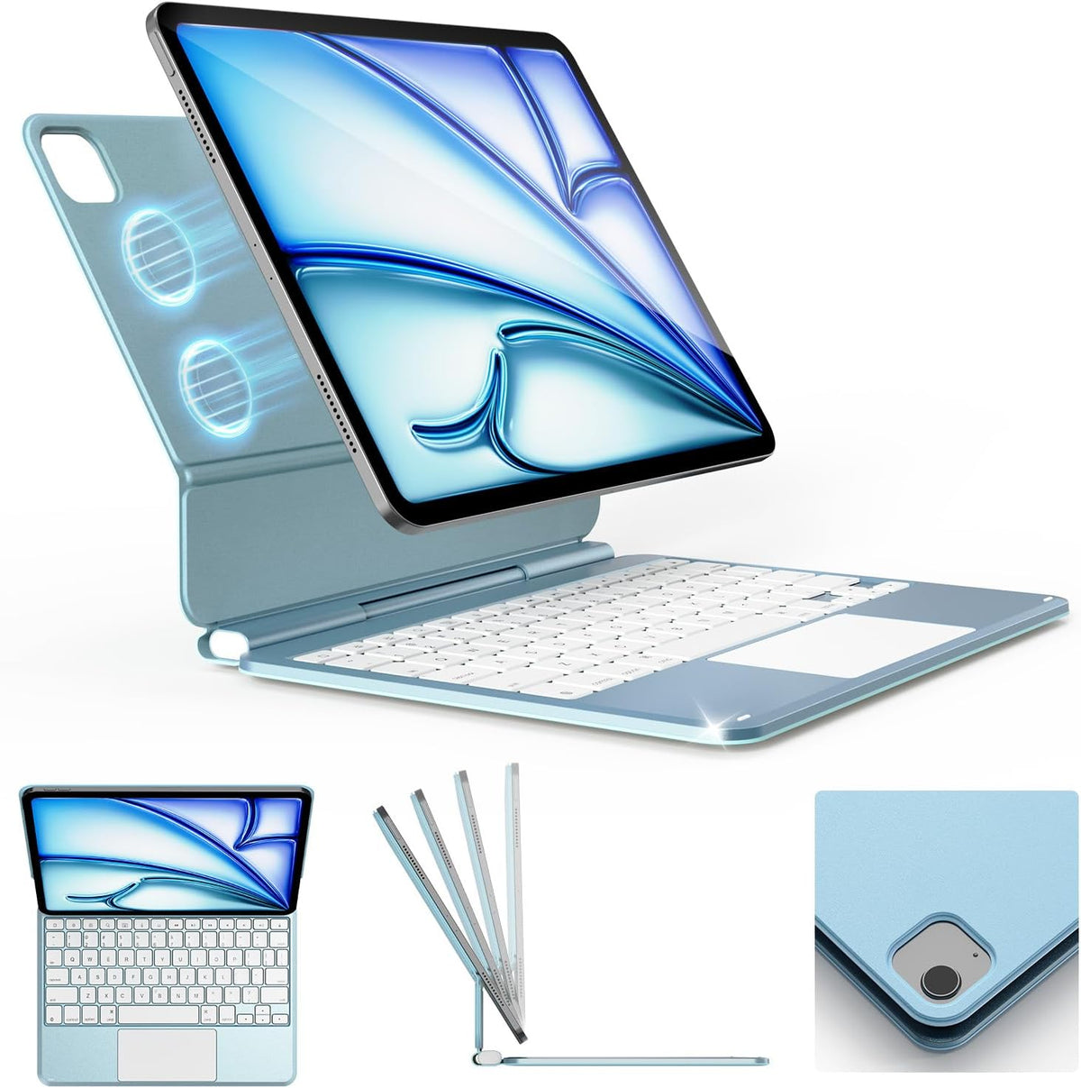 BOBOLEE Funda de teclado delgada de aluminio para iPad Air 11 / Pro de 11