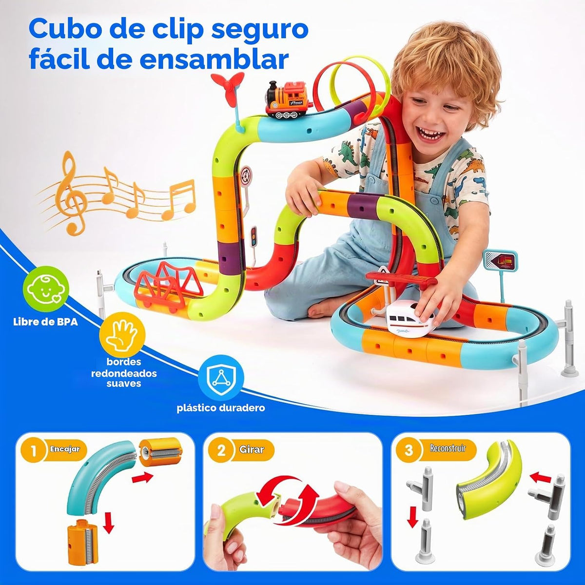 hahaland Juego de tren eléctrico para niños 3D antigravedad pista de