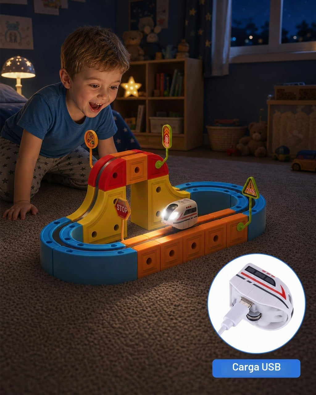 Juego de tren eléctrico magnético: autoensamblaje para niños