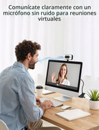 Cámara web 4K para PC con luz, enfoque automático PDAF y micrófono para