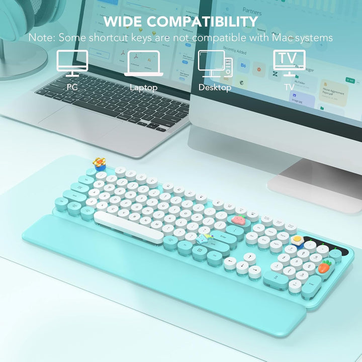 Teclado inalámbrico, teclas redondas, teclado de máquina de escribi...