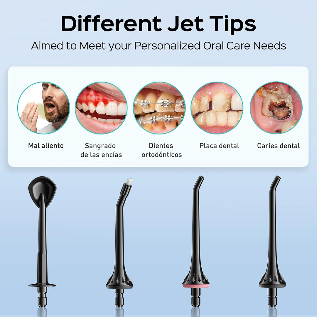 COSLUS Irrigador dental con hilo dental para dientes: 4 modos, inal...