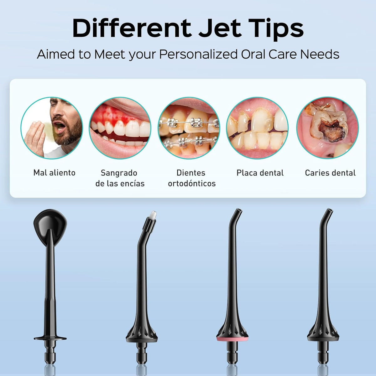 COSLUS Irrigador dental con hilo dental para dientes: 4 modos, inal...