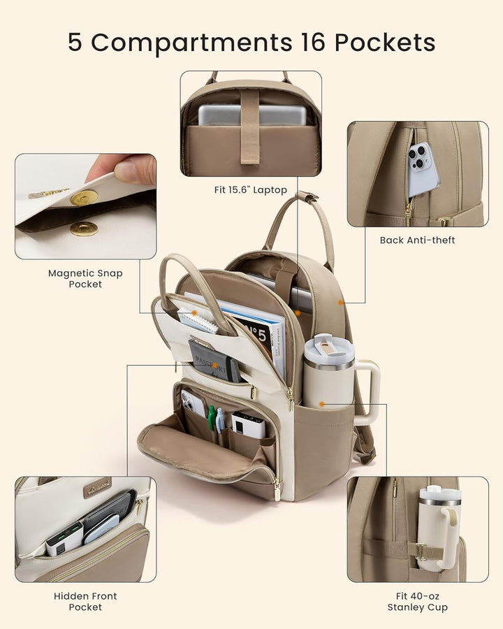 LOVEVOOK - Mochila para laptop para mujer con bolsillo gigante para...