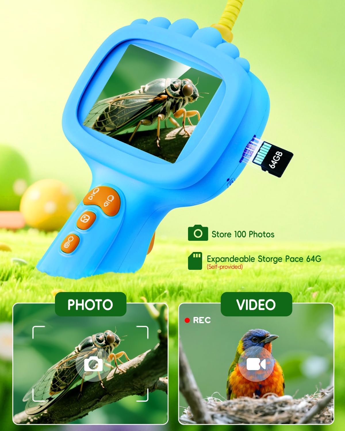 Cámara de serpiente boroscopio con luz para niños, juguetes STEM educativos al aire libre, regalos de ciencia para niños de 5 años, actividades de naturaleza de campamento, el mejor regalo de