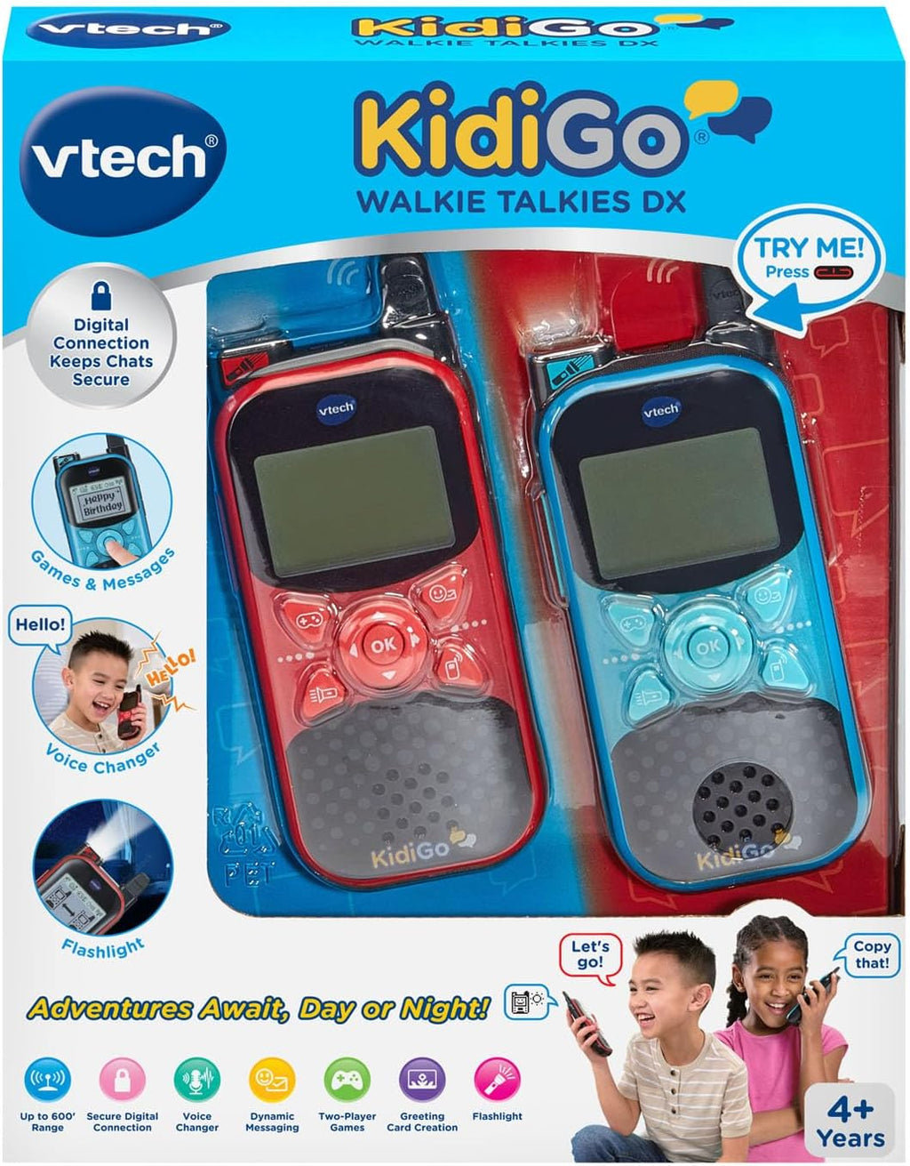 VTech KidiGo Walkie Talkies DX para niños a partir de 4 años