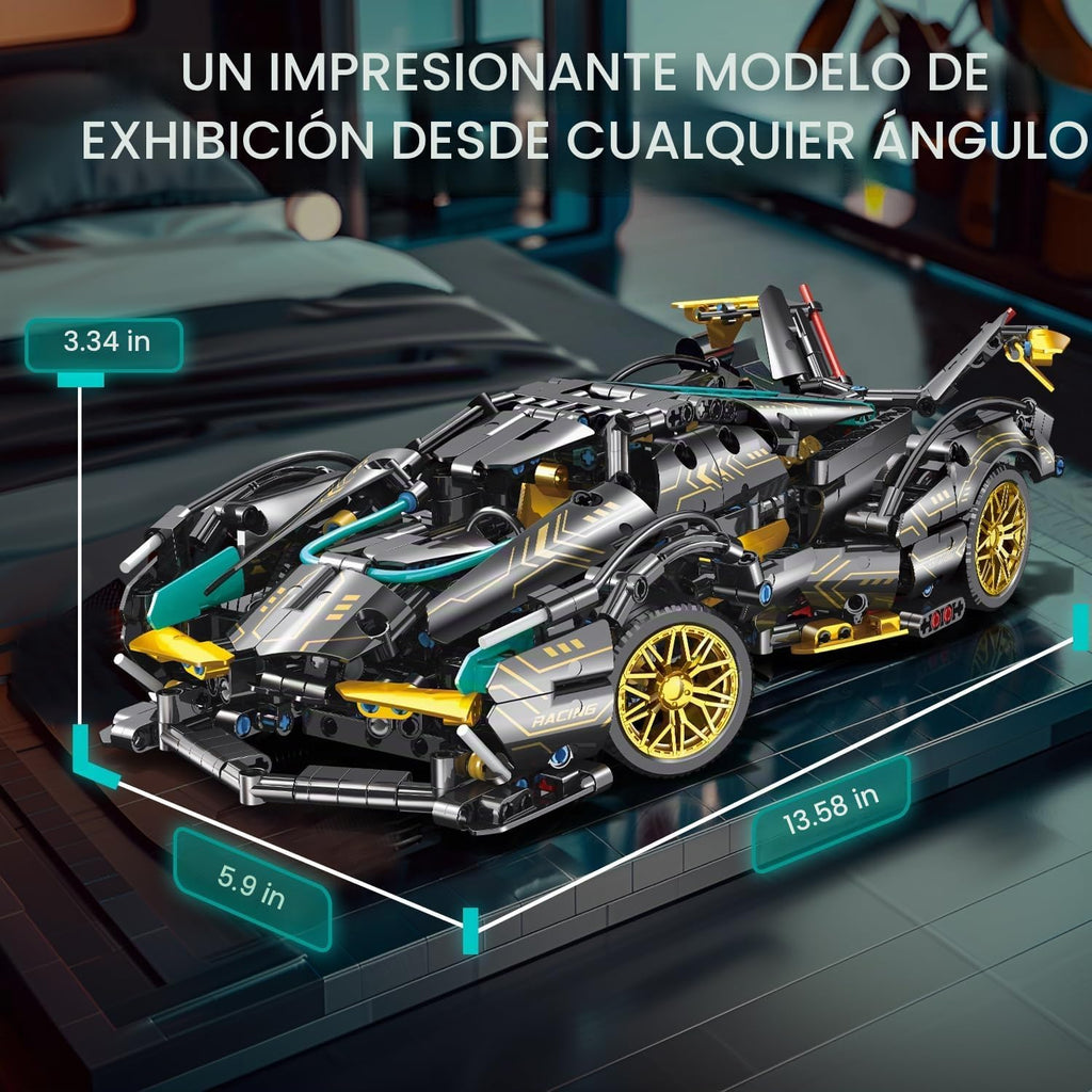 JSINMA Technic Sports Car Building Blocks Juguetes para niños o adultos Kits 1:14 MOC Lambo V12 Juego de construcción Speed Champions Racing Modelo de vehículo para niños de 10, 12 y 14 años (1012 piezas)