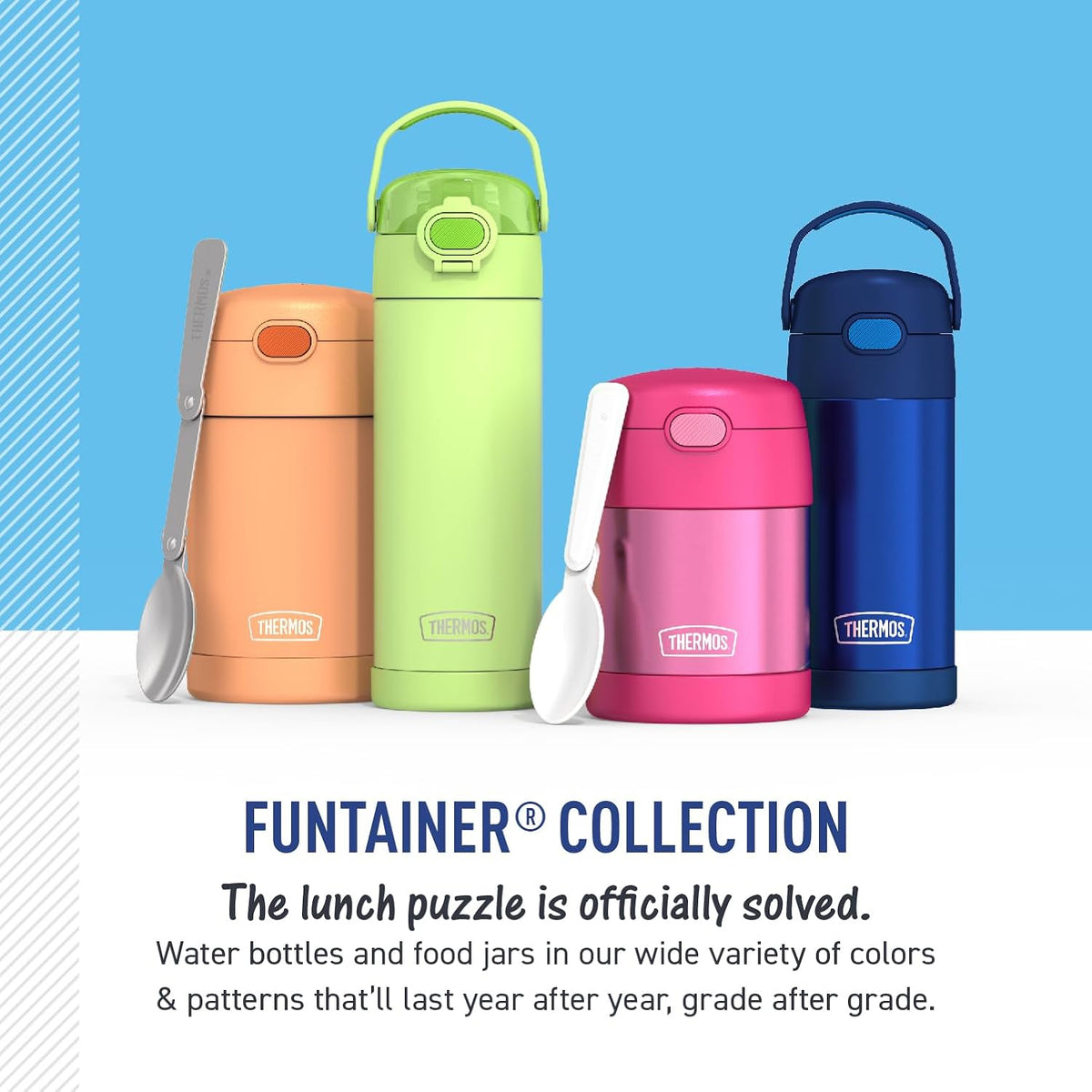 THERMOS FUNTAINER Water Bottle con Spout, 16oz, Stitch