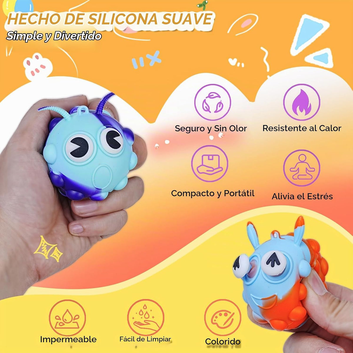 Paquete de 24 Juguetes Fidget Pop a Granel, Juguete de Pelota de Estrés 3D, Recuerdos de Fiesta para Cumpleaños, Juguetes Sensoriales a Granel, Juguetes para Apretar, Alivio del Estrés, Rellenos de