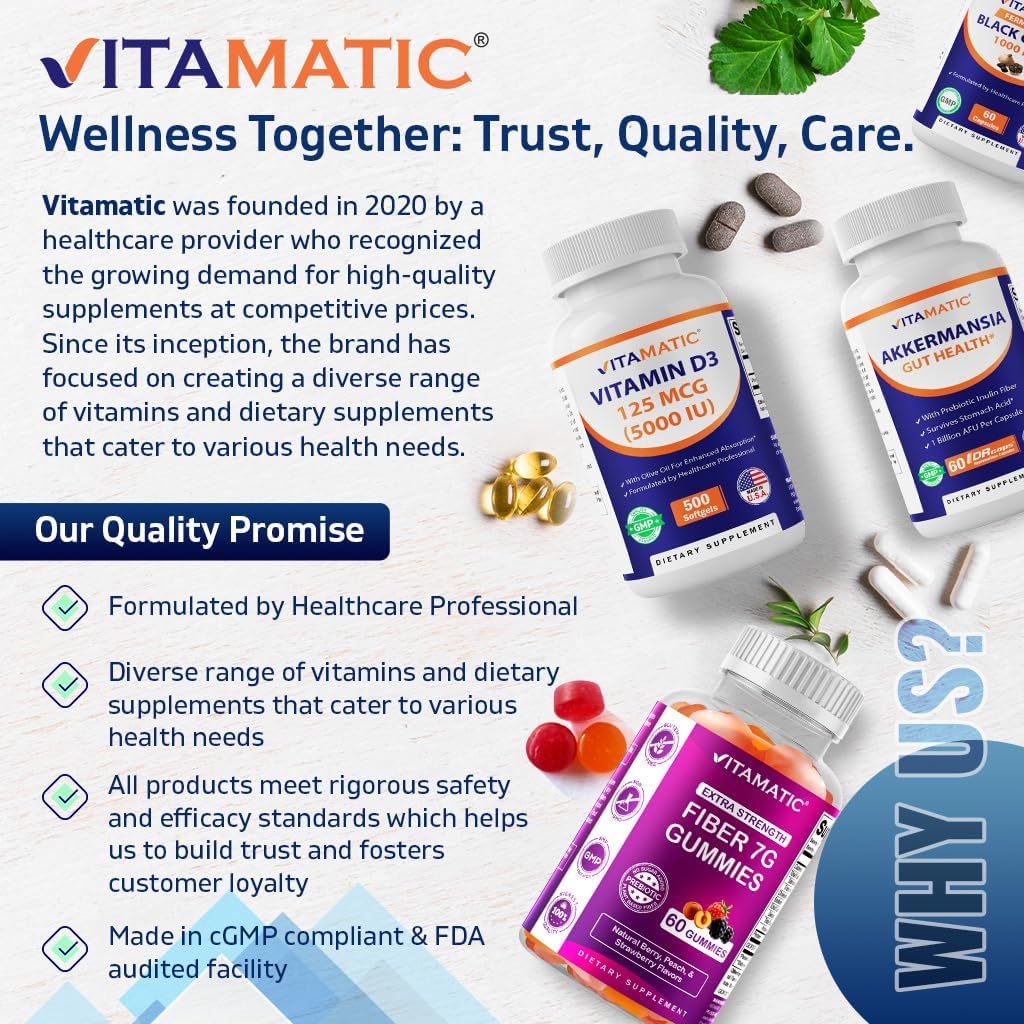 Vitamatic Biotina 10,000 mcg (10 mg) para cabello, piel y uñas más...