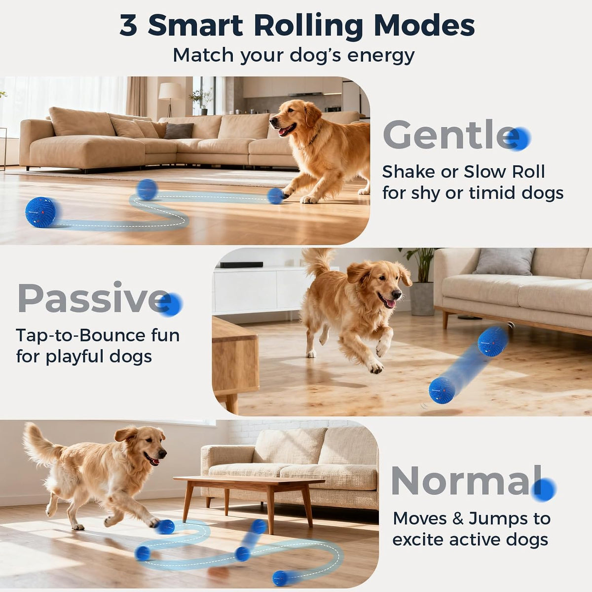 Paquete de 2 juguetes interactivos para perros, bola vibratoria lavable inteligente y automática para perros, material de E-TPU duradero seguro para mascotas, carga tipo C