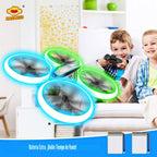Q9s Drones para niños, dron RC con retención de altitud y modo sin cabeza, cuadricóptero con luz azul y verde, hélice de protección completa, 2 baterías y control remoto, regalos para niños y niñas