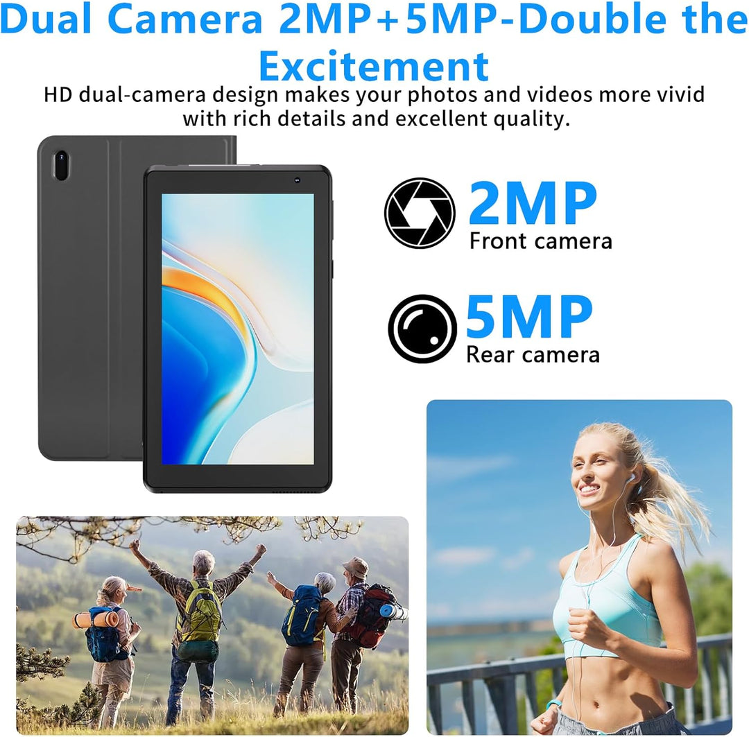 Tablet Android de 7 pulgadas con funda, procesador de cuatro núcleo...