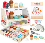 Juego de juguetes de madera para contador de helados, juego de comida para
