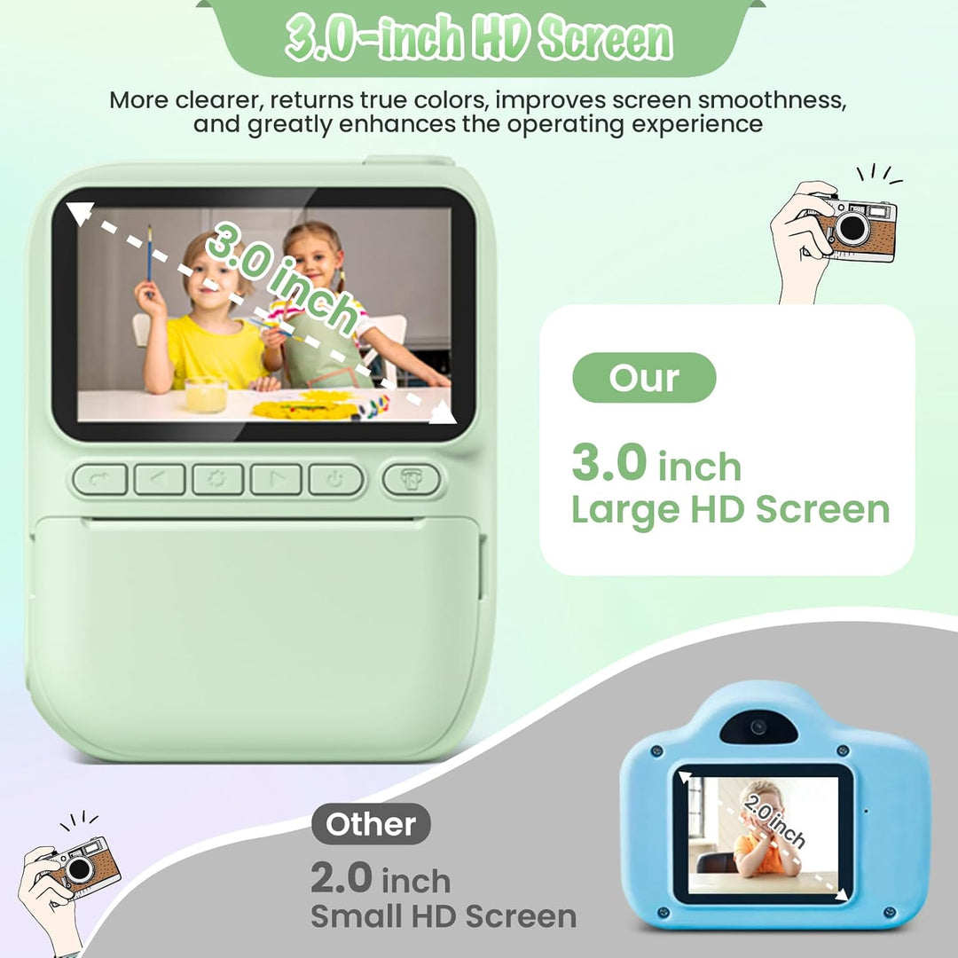Cámara para Niños con Impresión Instantánea, 3.0" HD 32MP 1080P...