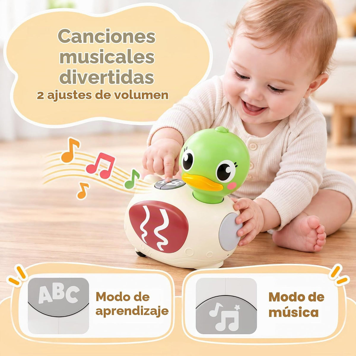 iPlay, iLearn Juguete musical de pato para bebé, juguete para gatear