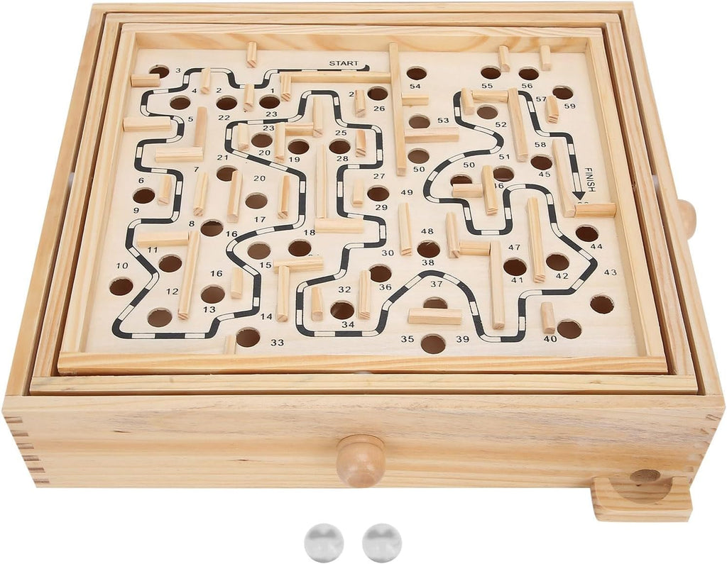 Juego de mesa Laberinto, 12.8 x 11.2 x 3.1 in / 12.8 x 11.2 x 3.1 pulgadas, laberinto de mesa de equilibrio de madera, laberinto de juegos de madera con 60 puntos de referencia para ancianos