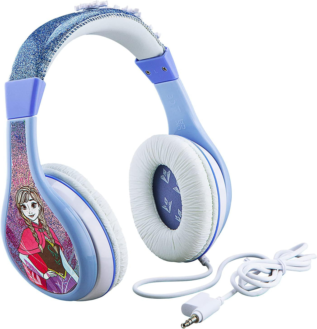 Frozen 2 - Auriculares para niños, diadema ajustable, sonido estéreo, conector de 0.138 in, auriculares con cable para niños, sin enredos, control de volumen, plegables, auriculares para niños sobre