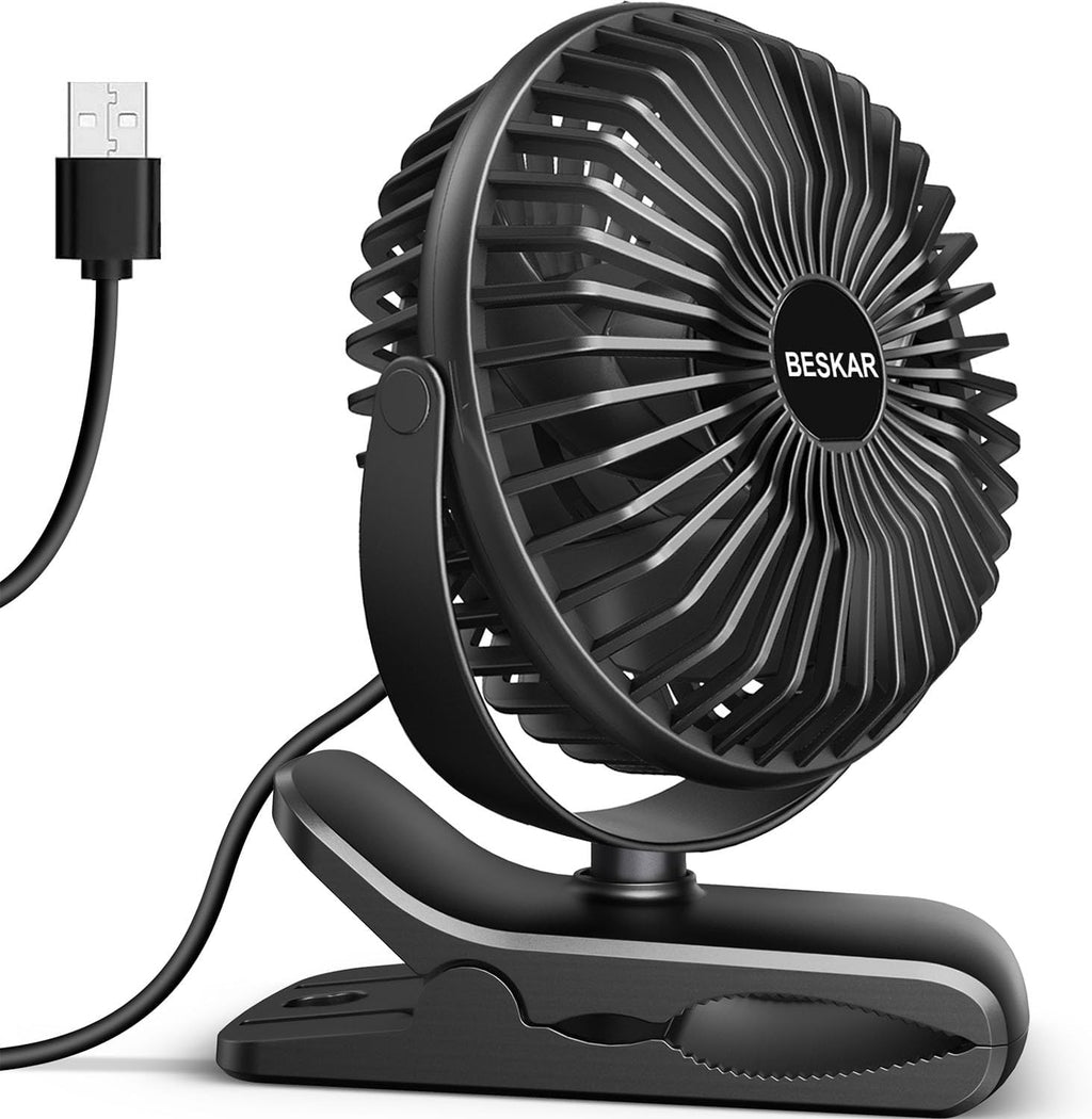 BESKAR Ventilador USB con clip, ventilador de escritorio pequeño po...