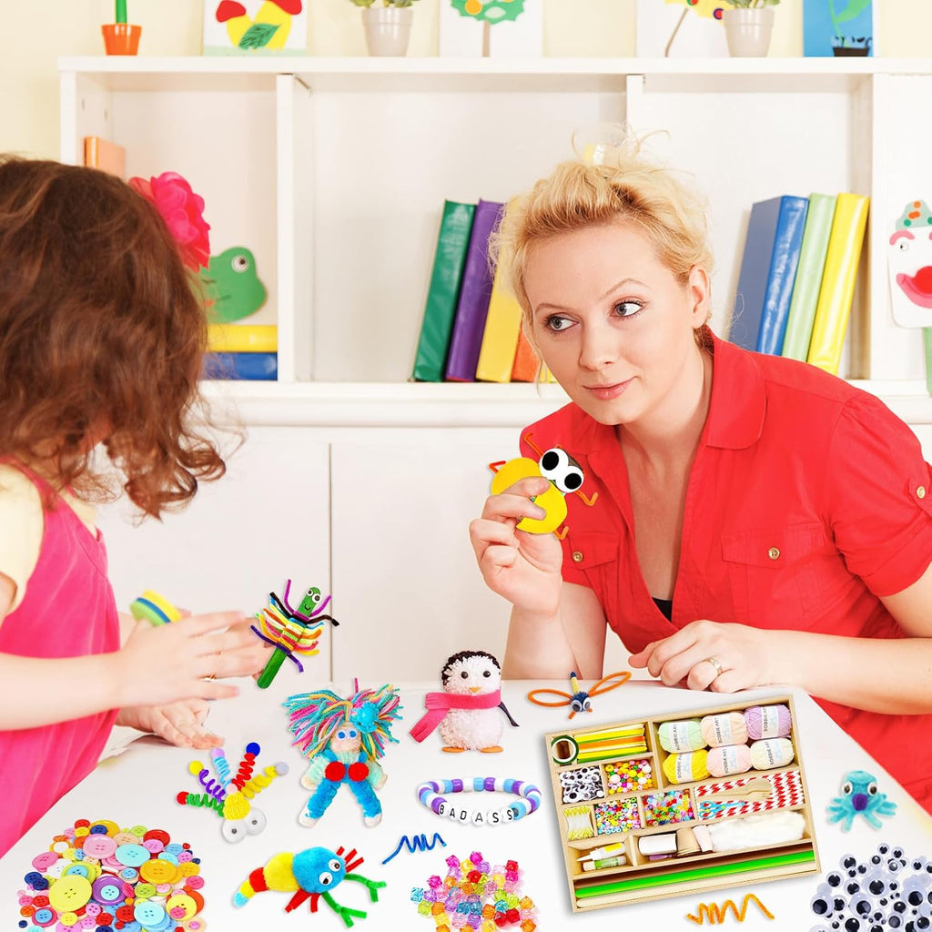 Fusihey Suministros de manualidades para niños: caja de kit de manualidades para niños con más de 3000 piezas, kit de artes y manualidades para niños de 4 a 8 años y 8 a 12 años, caja de almacenamiento para niñas y niños, juego de materiales de arte a