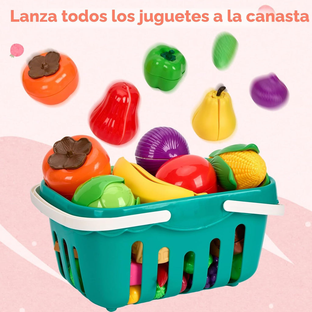 Mini accesorios de cocina de 200 piezas para niños a partir de 3 años, juego de cocina de simulación con utensilios de cocina, vajilla y 2 juegos de frutas, regalo de aprendizaje para niñas y niños, rosa