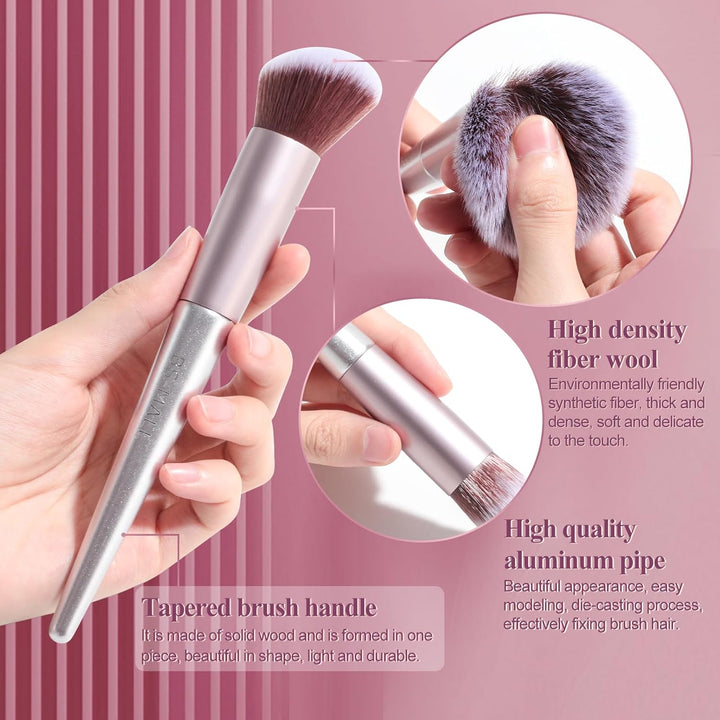 BS-MALL - Juego de 18 brochas de maquillaje con cerdas de fibra sin...