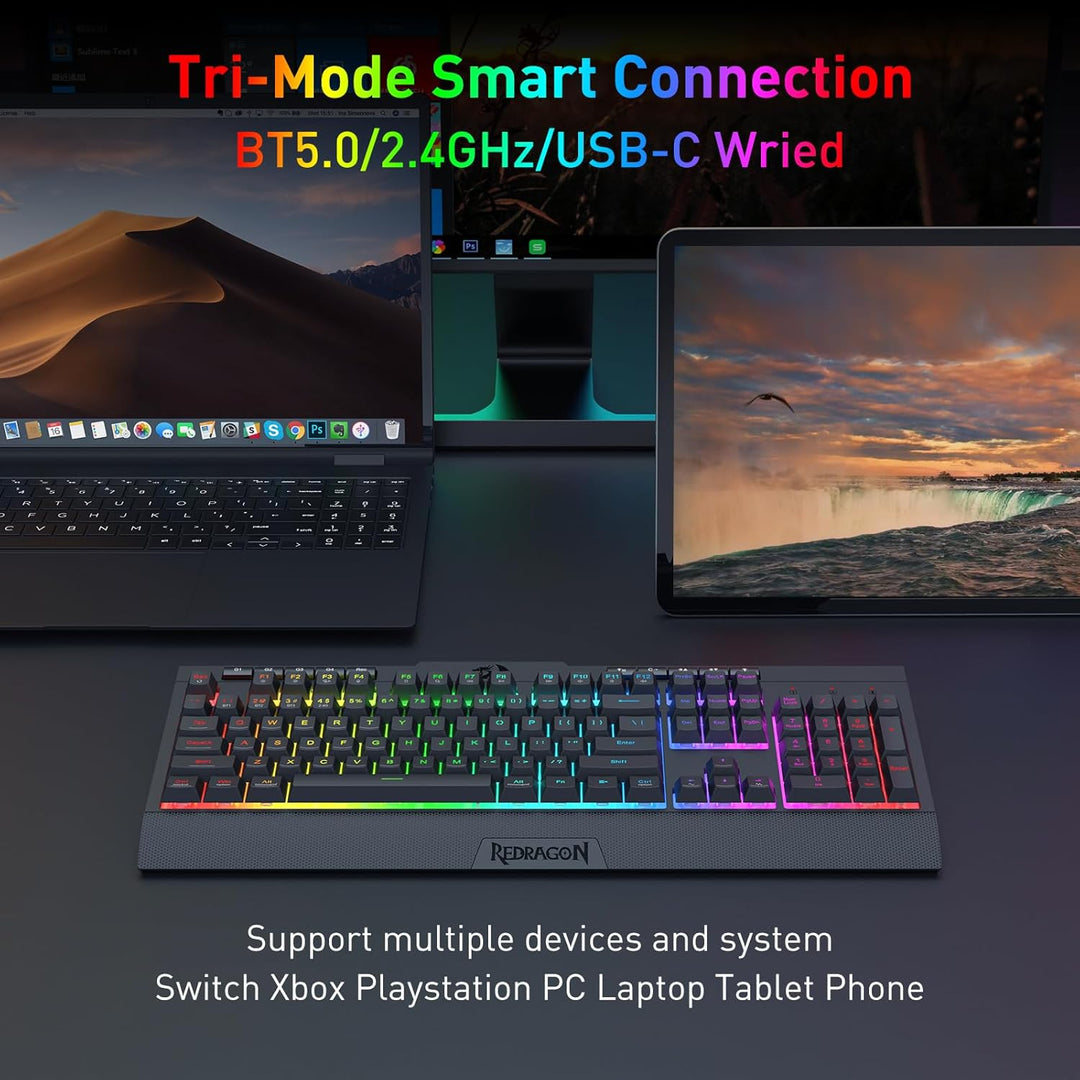 Redragon K525 PRO RGB Teclado inalámbrico de 3 modos para juegos co...