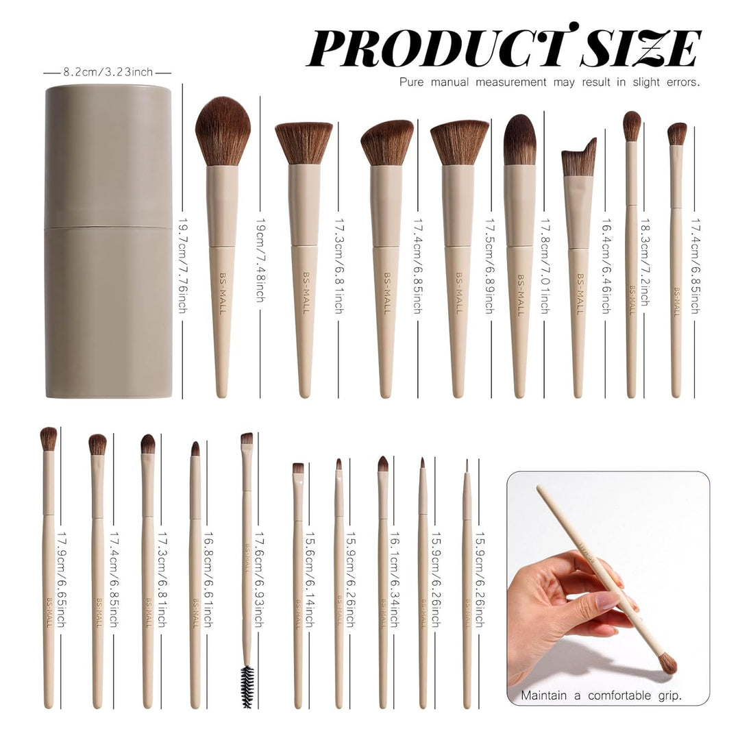 BS-MALL - Juego profesional de 18 brochas de maquillaje con cerdas...