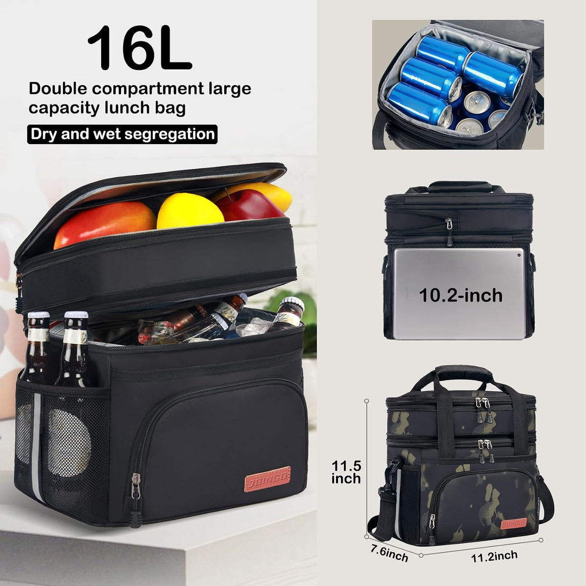 Lonchera táctica para hombres y mujeres, bolsa de almuerzo aislada