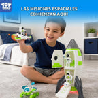 TOY Life Juguete de cohete espacial para niños, transbordador con astronauta nave espacial, planeta y automóvil, para niños de 3, 4, 5, 6, 7, 8, regalo de cumpleaños para mayores de 3 años