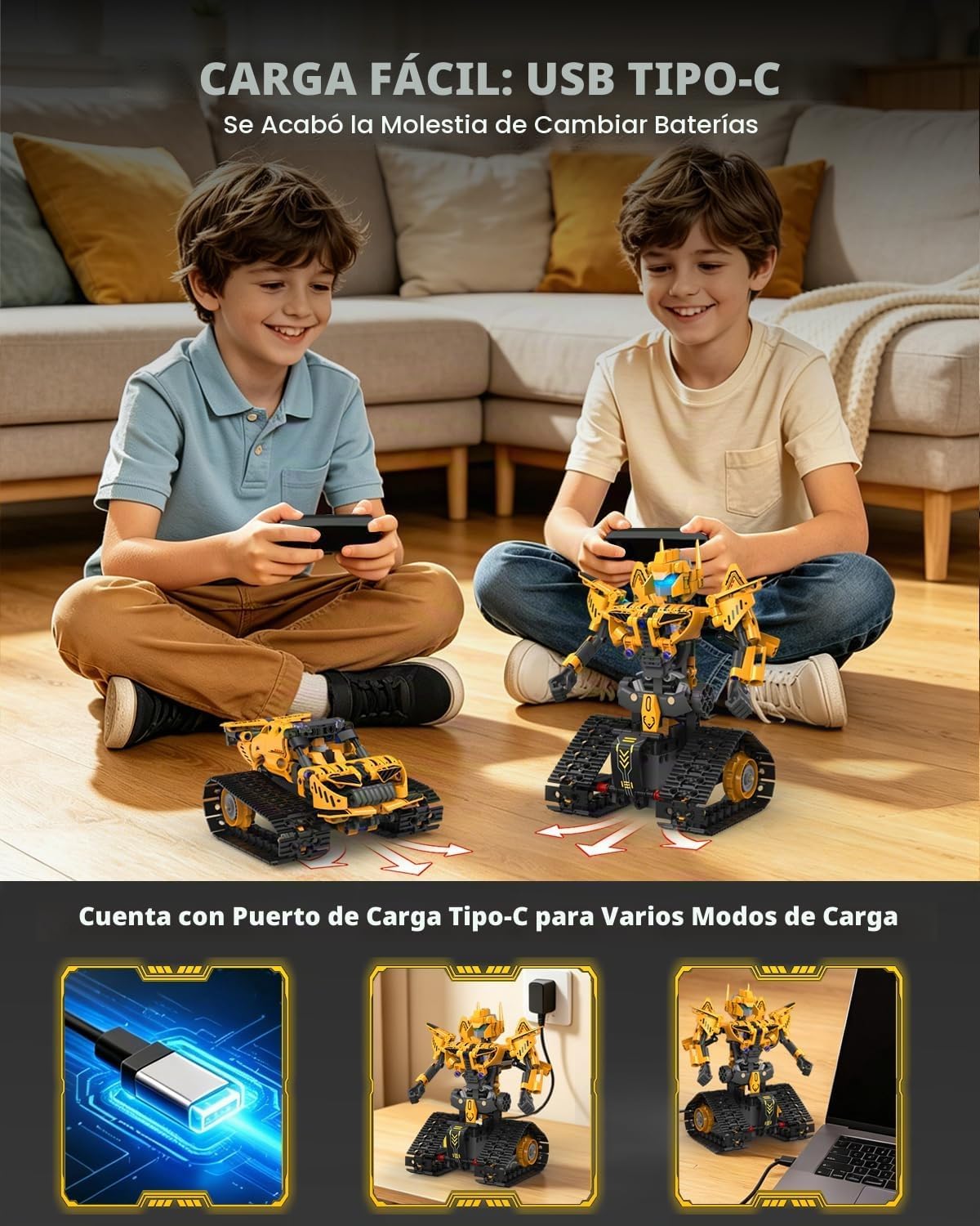 Kit de Construcción de Robot 5 en 1 STEM, Juguetes de Robot RC para Niños de 6+ años