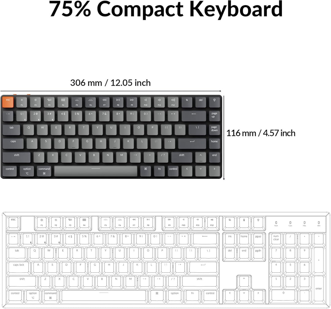 Keychron K3 Versión 2, Teclado mecánico inalámbrico Bluetooth\/USB...