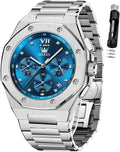 OLEVS Reloj para hombre Big Face Acero inoxidable Impermeable Luminoso Diamante