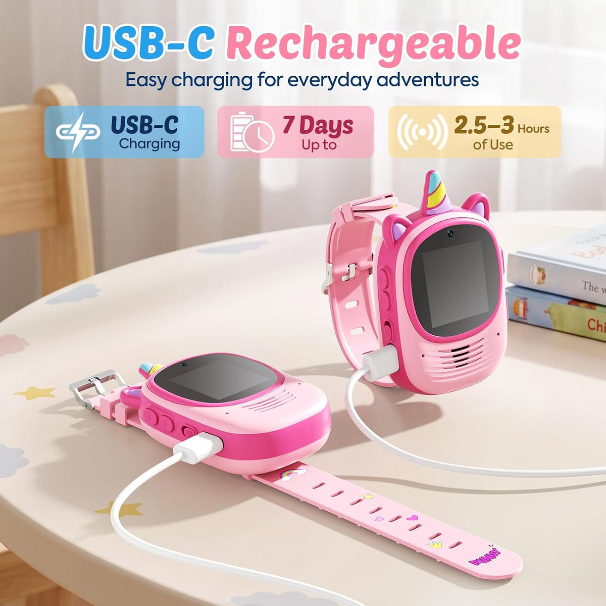 Walkie Talkies de video para niños, paquete de 2 con diseño desgastado en