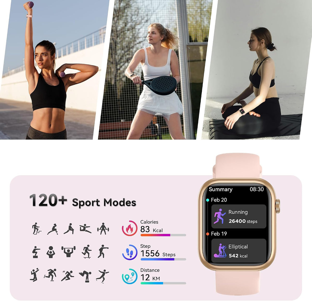 Reloj inteligente para mujer rosa nuevo