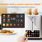 Tostadora de 2 rebanadas con pantalla táctil inteligente, ranura ancha, acero inoxidable