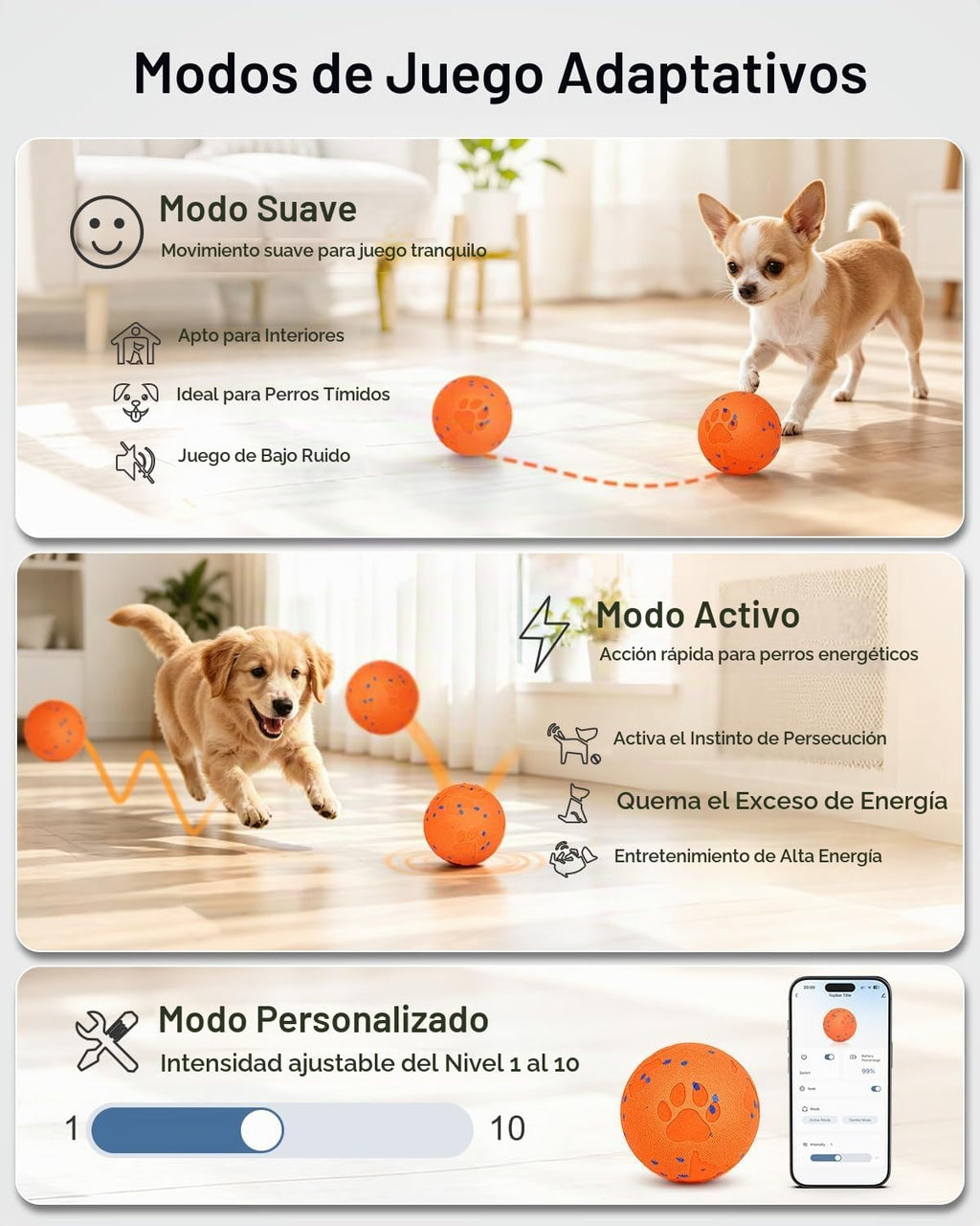 Pelota interactiva inteligente para perros, juguete resistente a las