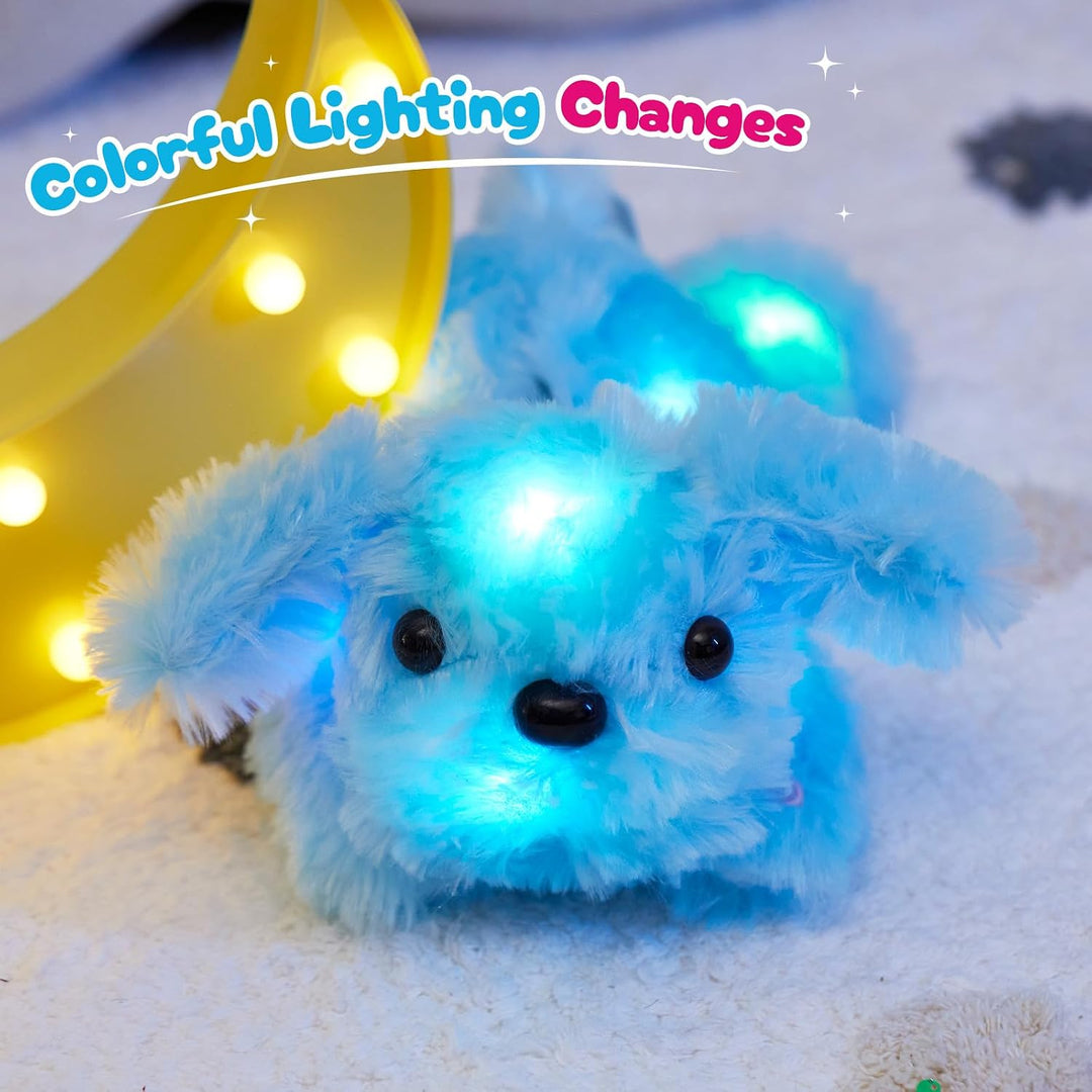 WEWILL Cachorro azul iluminado de 10 pulgadas con luz LED con luz n...