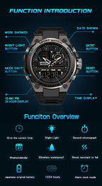 Relojes deportivos para hombre al aire libre, impermeable, militar, fecha, tácticas, LED, alarma, cronómetro