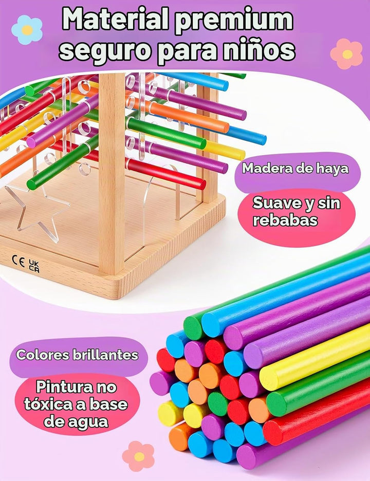 Montessori - Juego de mesa de madera para niños de 4 a 6 años, educ...