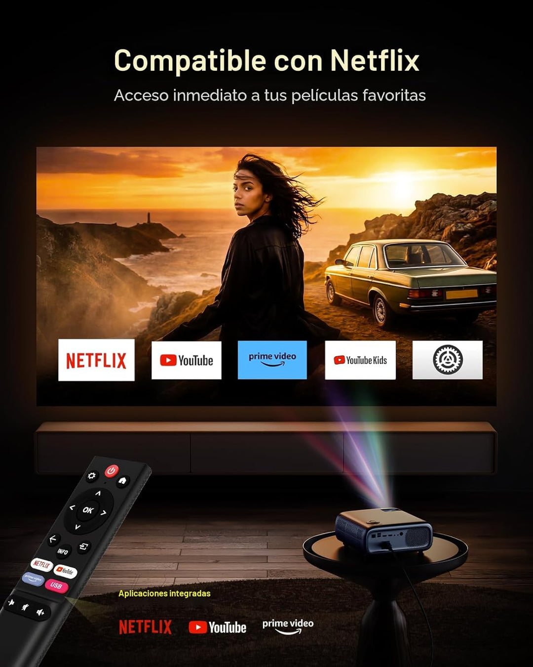 NexiGo Proyector para exteriores PJ40, compatible con Netflix\/YouT...