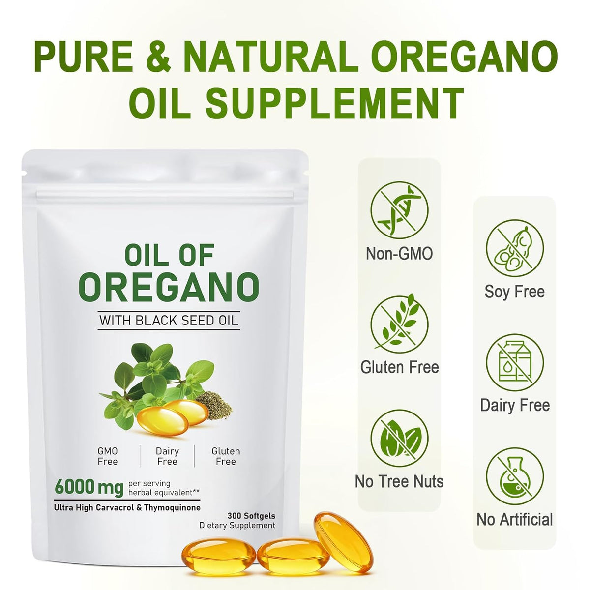 Oregano Oil Softgels, 6000mg Oil of Oregano with Black Seed Oil, 2-...