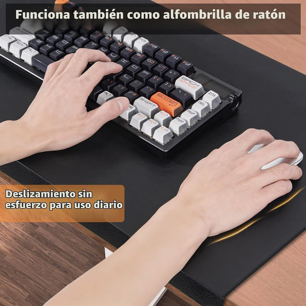 Alfombrilla de escritorio con protector de bordes para teclado y mouse